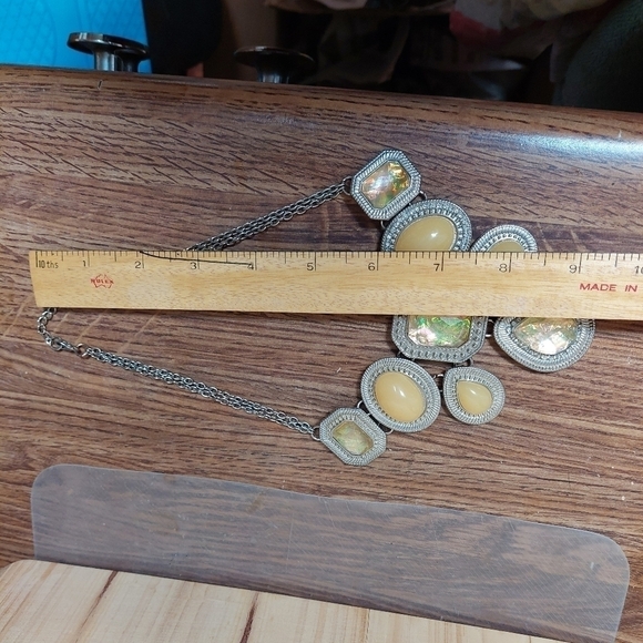 Opalescent and Butterscotch Statement Costume Necklace - Picture 7 of 7